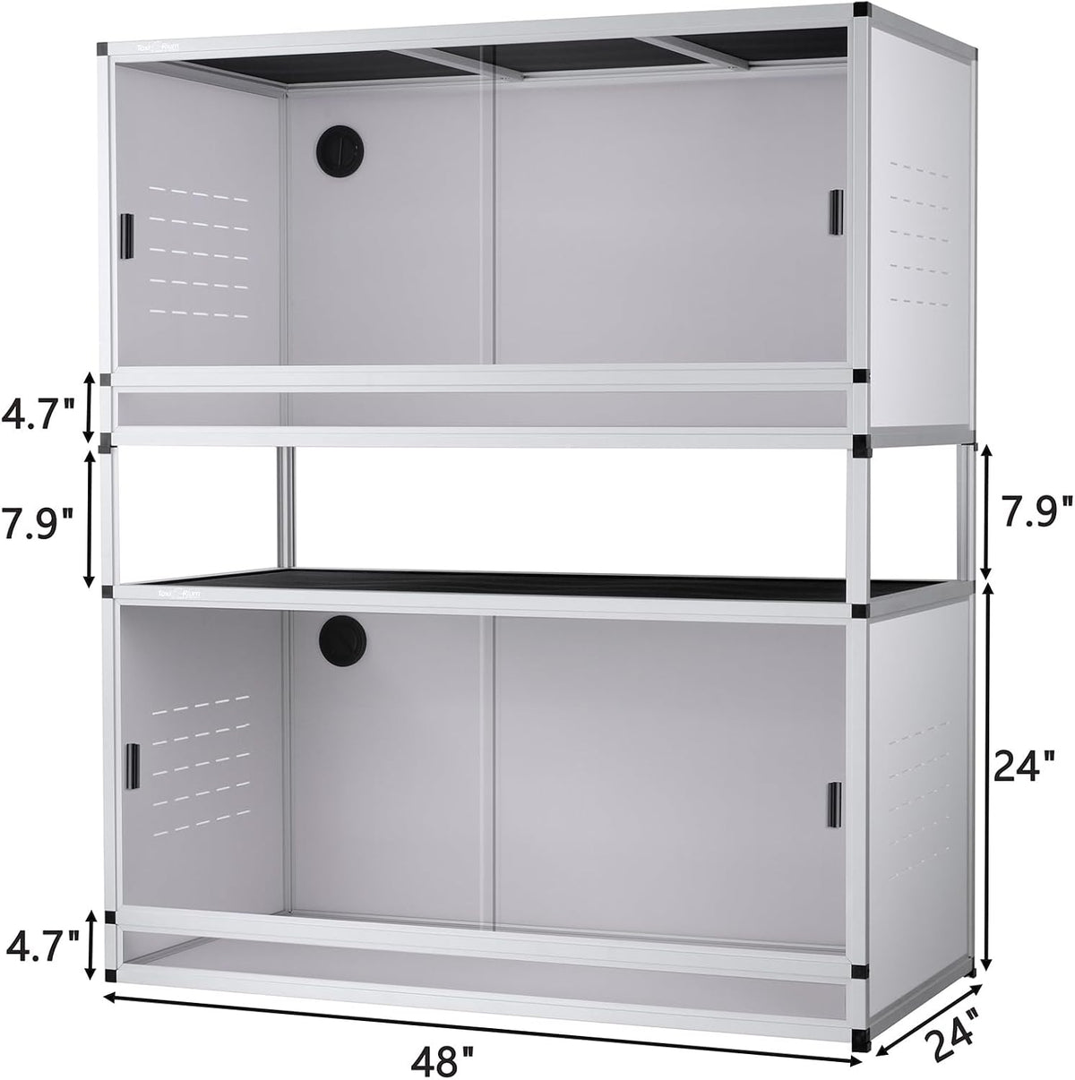 120 gallon pvc reptile enclosure 48"x24"x24" 2-pack – shown in use