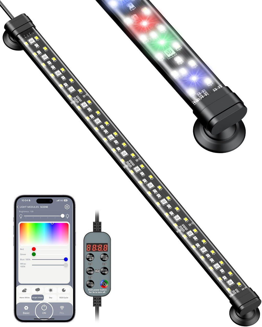 pawfly aquarium light with bluetooth for plants, 8w, main product view