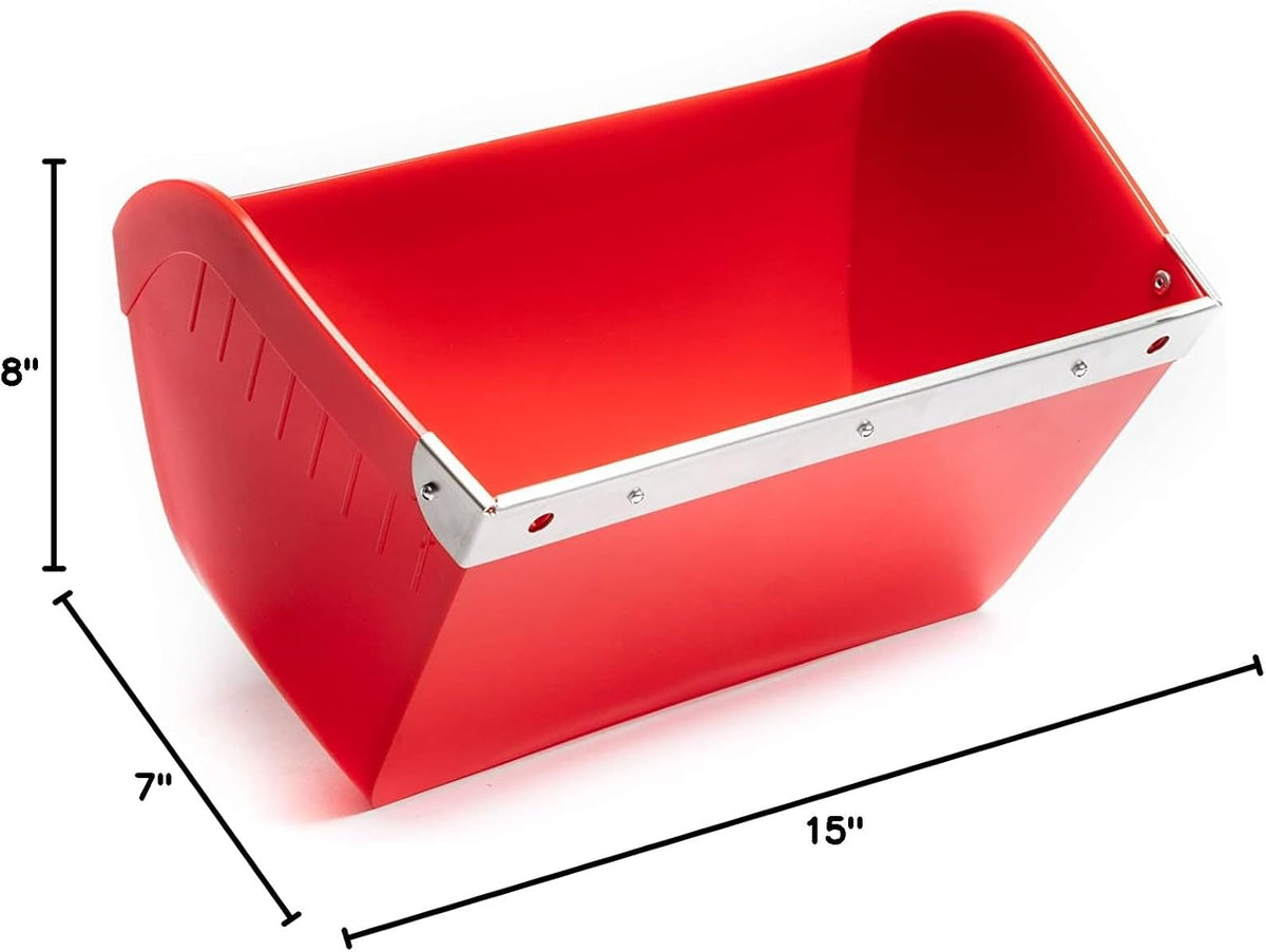 kane hanging feeder with guard, red showing dimensions