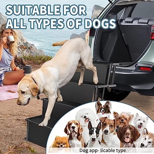 dog car ramp large dogs portable aluminum foldable shown in use