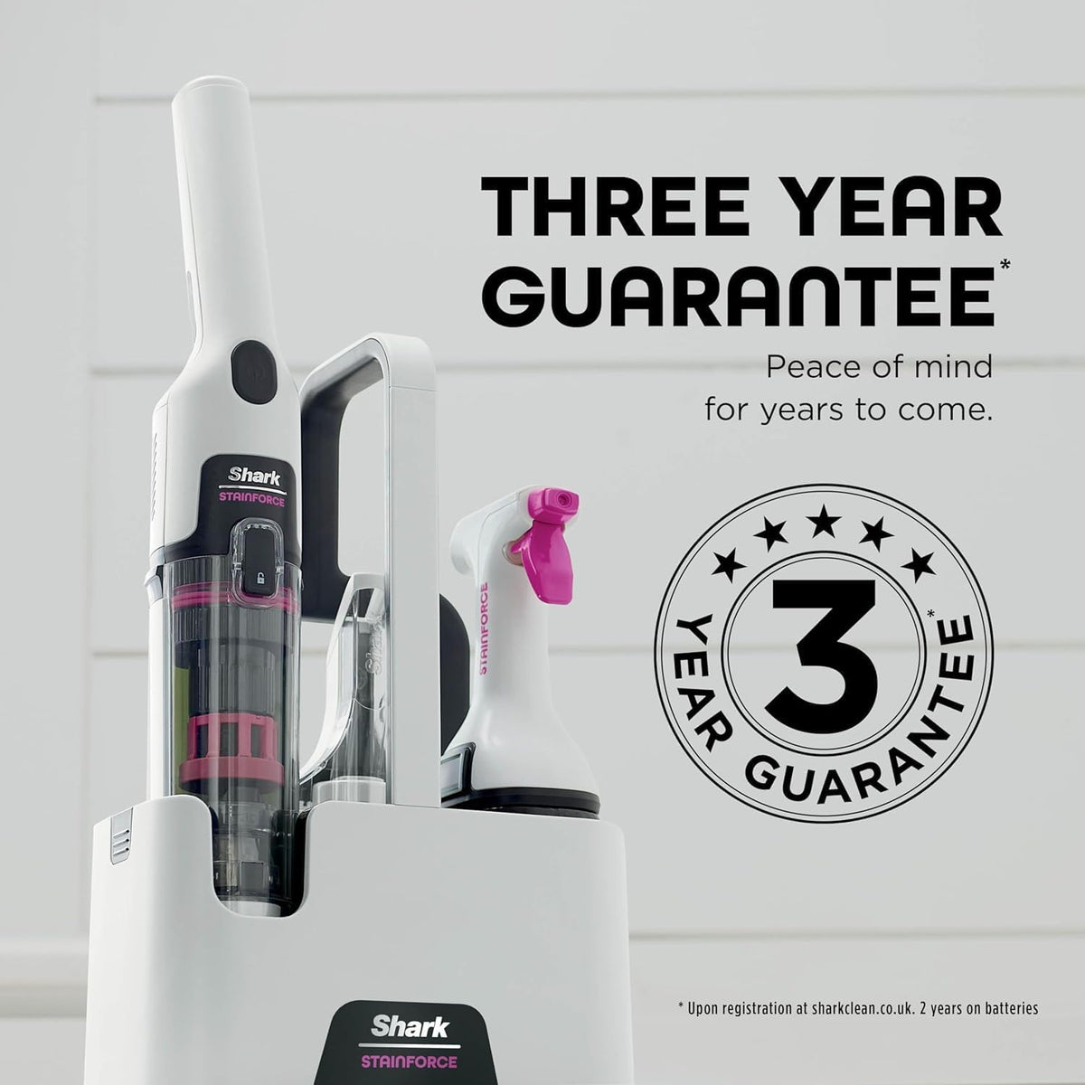 shark stainforce hx100ukt cordless stain cleaner, lightweight and shown in use