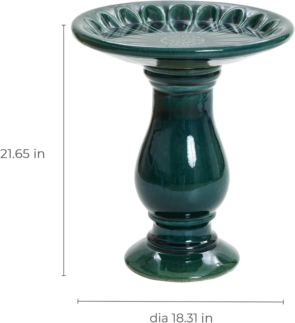 luxenhome 22 inch ceramic bird bath for outside shown in use