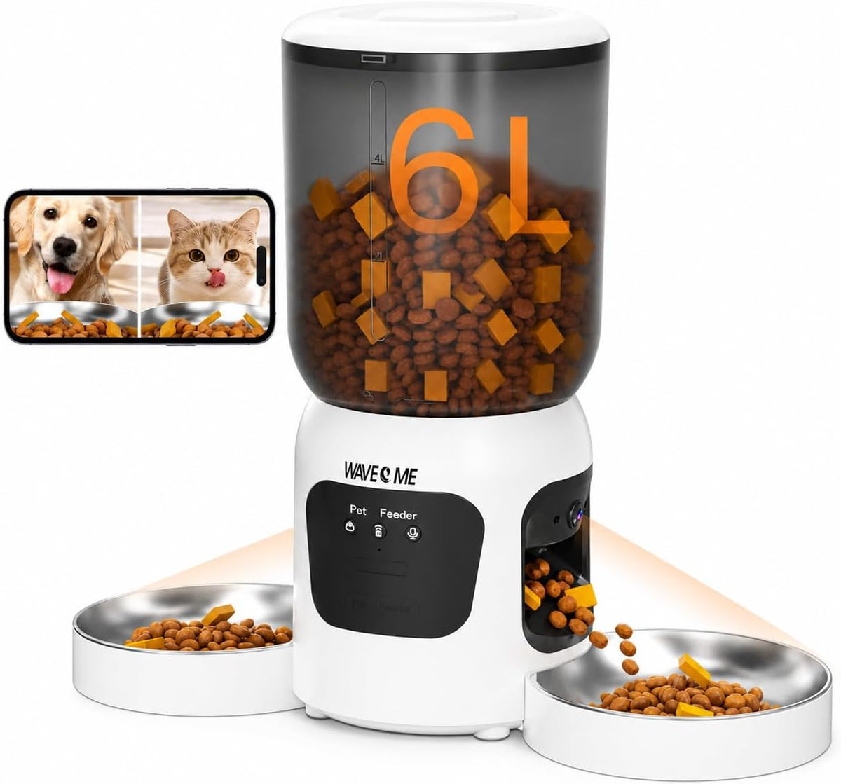 automatic cat feeder for 2 cats dual camera, main product view