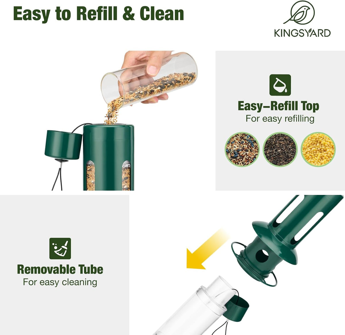 kingsyard squirrel proof hanging bird feeder for outdoors showing dimensions