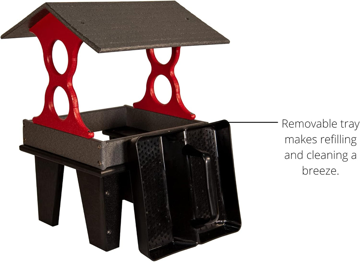 jcs wildlife medium ground fly thru bird feeder shown in use