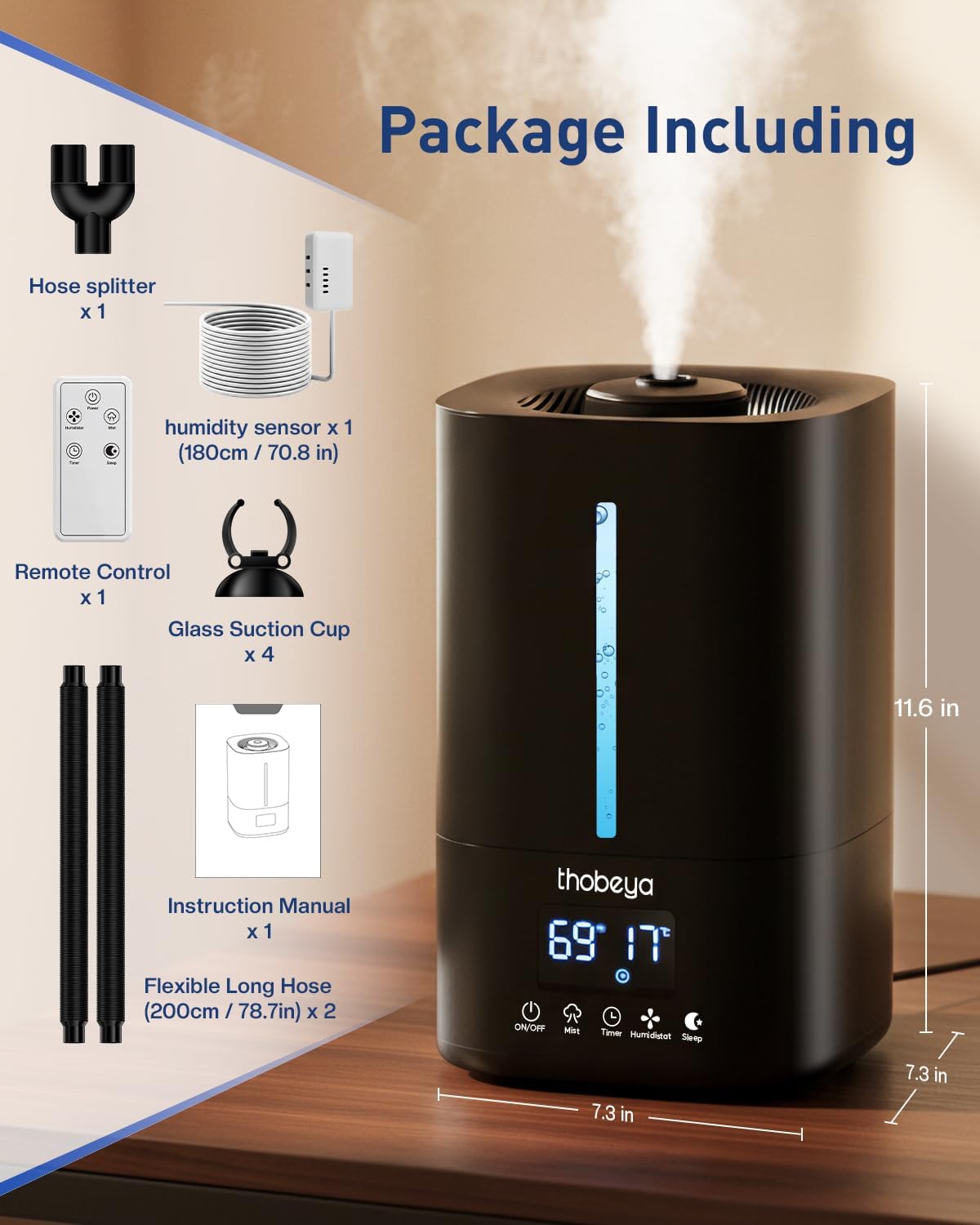 1.32 gal / 5l reptile fogger humidifier with, close-up detail