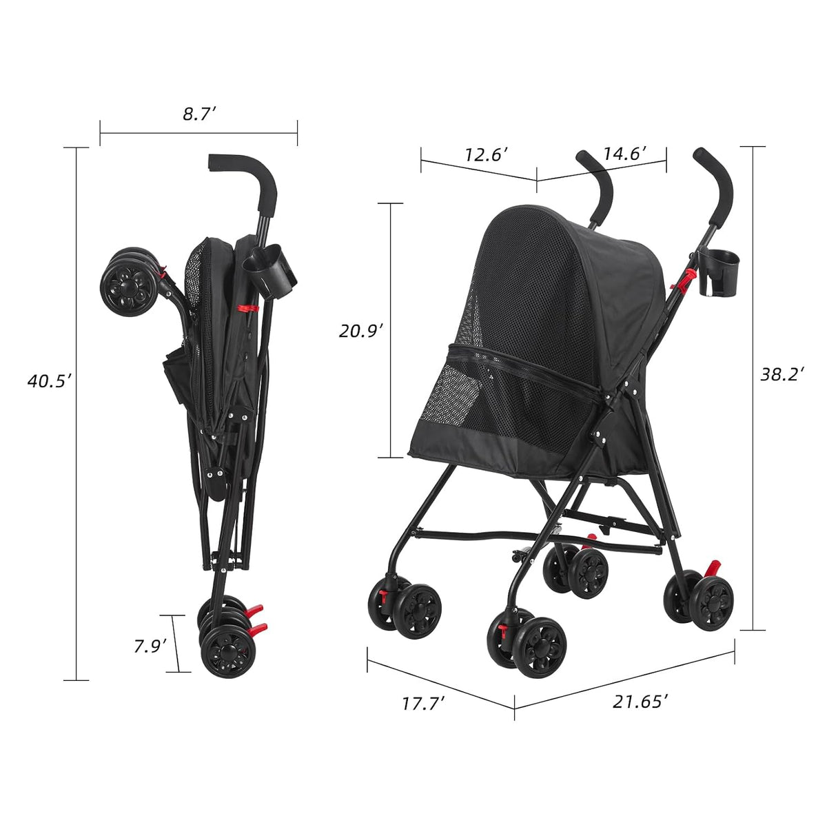 pet stroller oxford cloth foldable dog strollers for, package contents