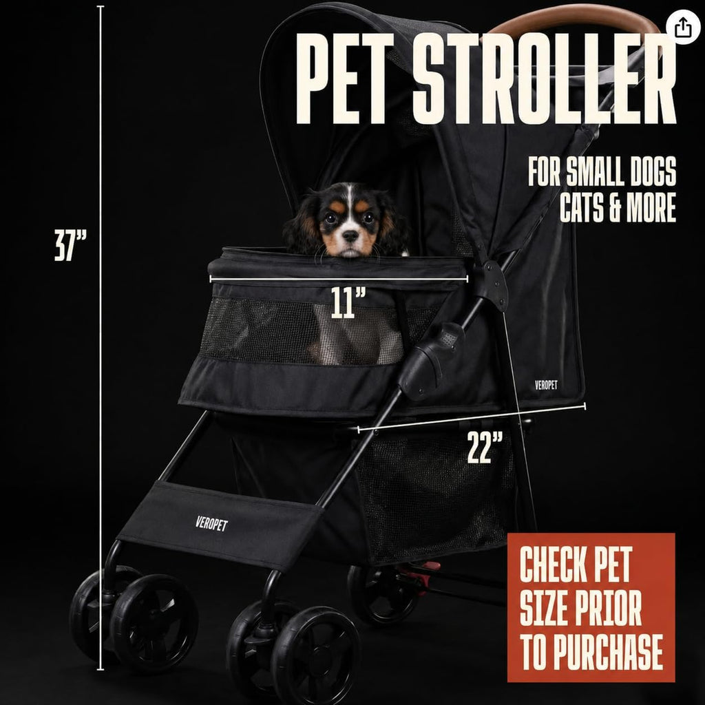pet stroller for small dogs & cats, foldable shown in use