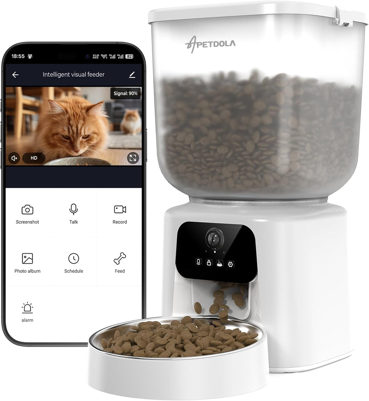 automatic cat feeder with camera, 5l timed cat, main product view