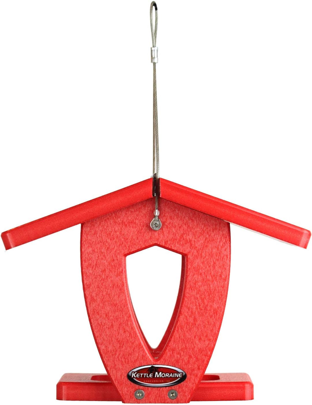 kettle moraine recycled mini moraine hopper feeder (red/red), side view