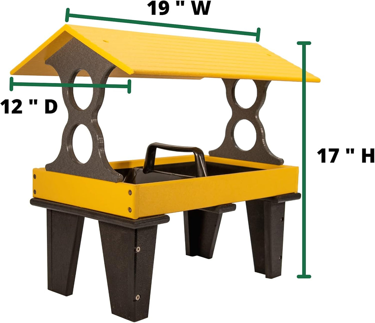jcs wildlife large ground fly thru bird feeders, close-up detail
