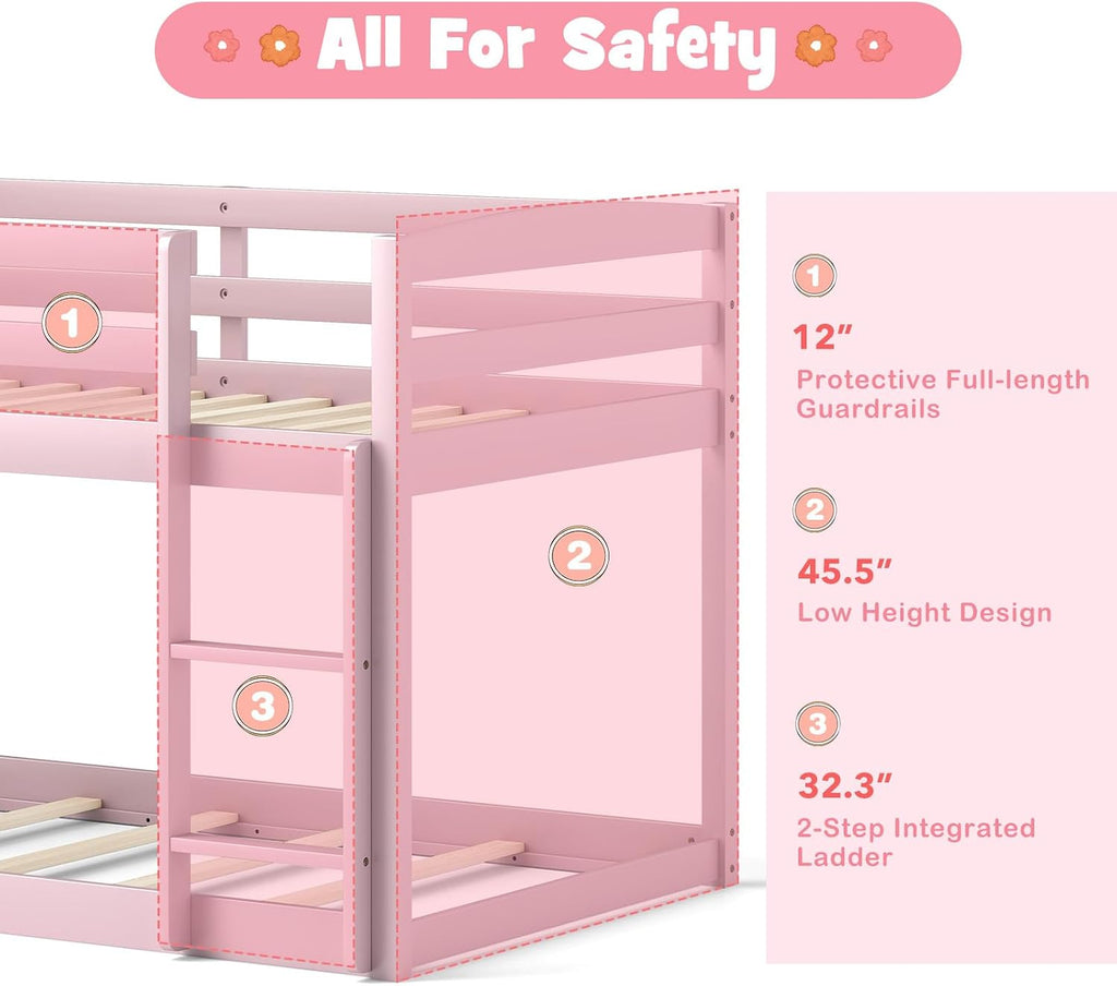 mat expert bunk bed twin over twin, low, side view