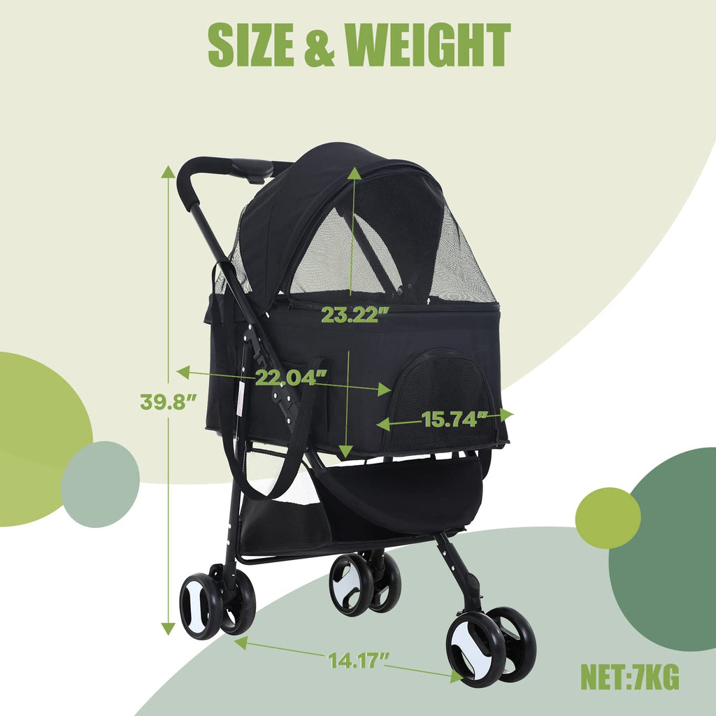 dog stroller cat stroller pet stoller 3-in-1 folding on a desk or shelf