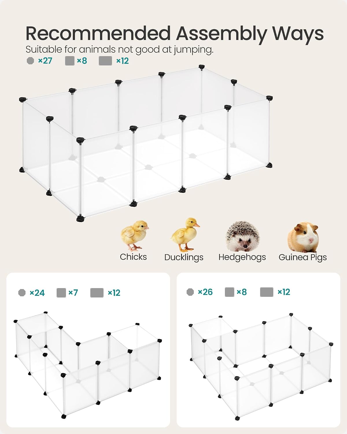 songmics pet playpen with floor, small animal playpen, close-up detail