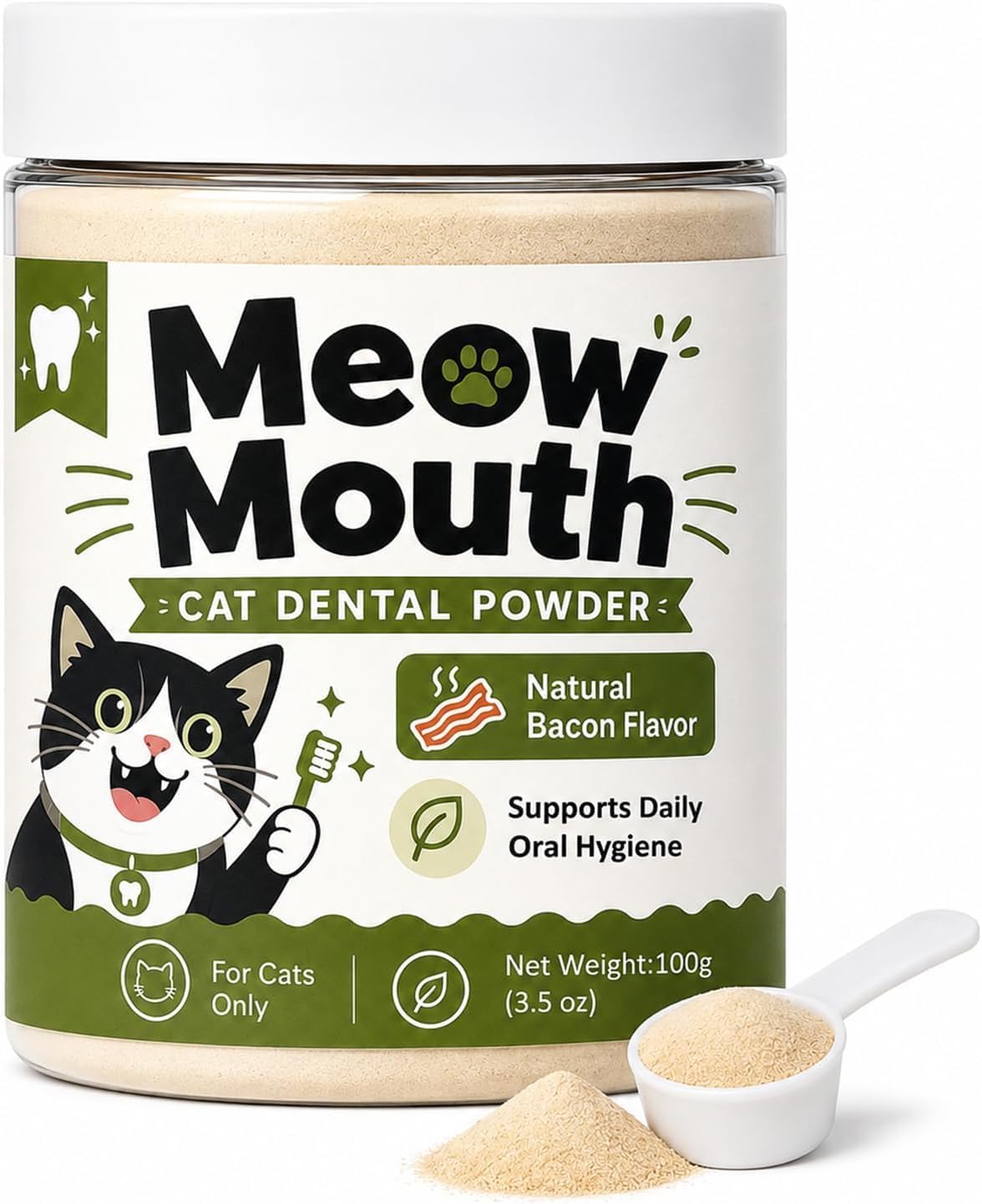 meow mouth cat dental powder, plaque & tartar, main product view