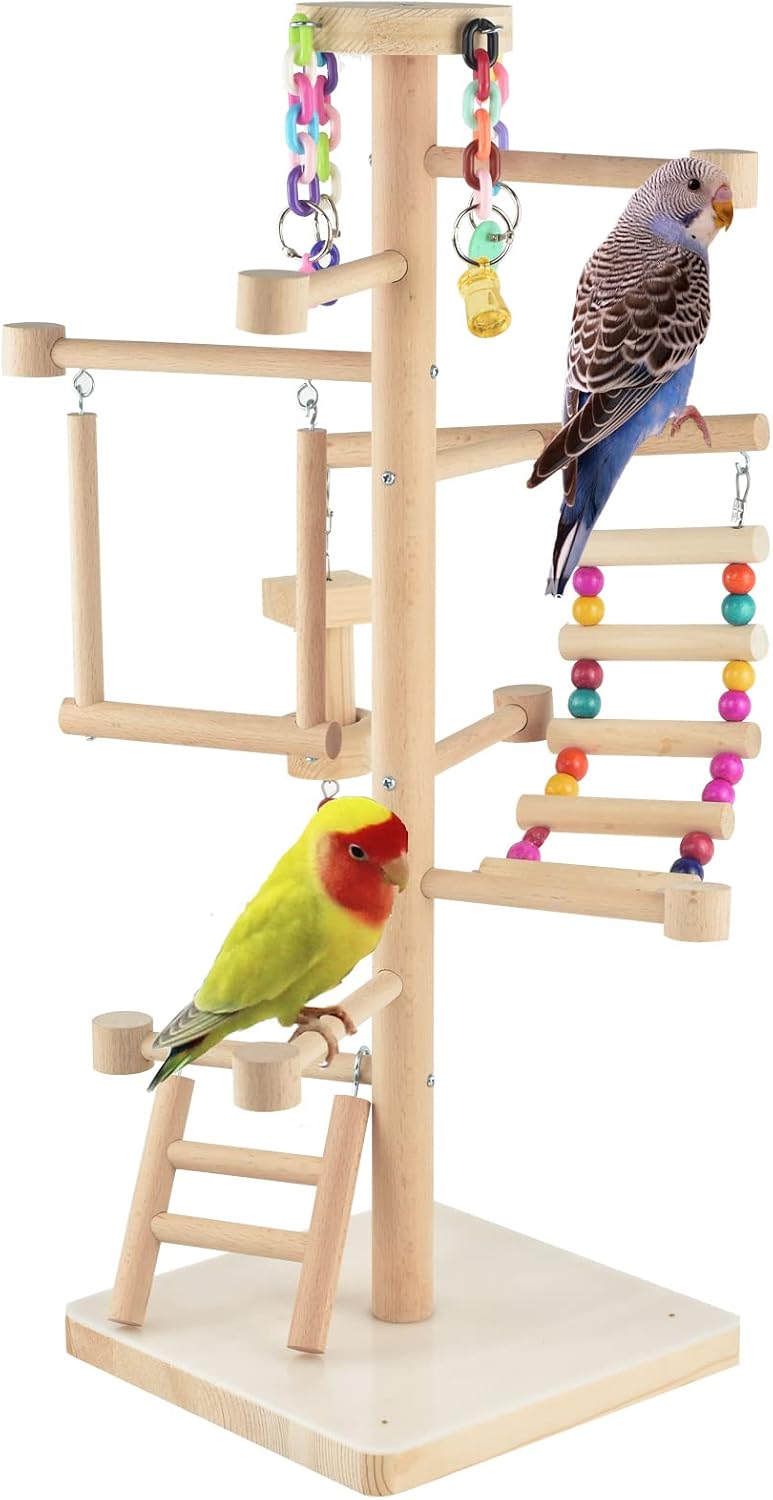 wood bird playground parrots climbing perch parakeets swing, main product view
