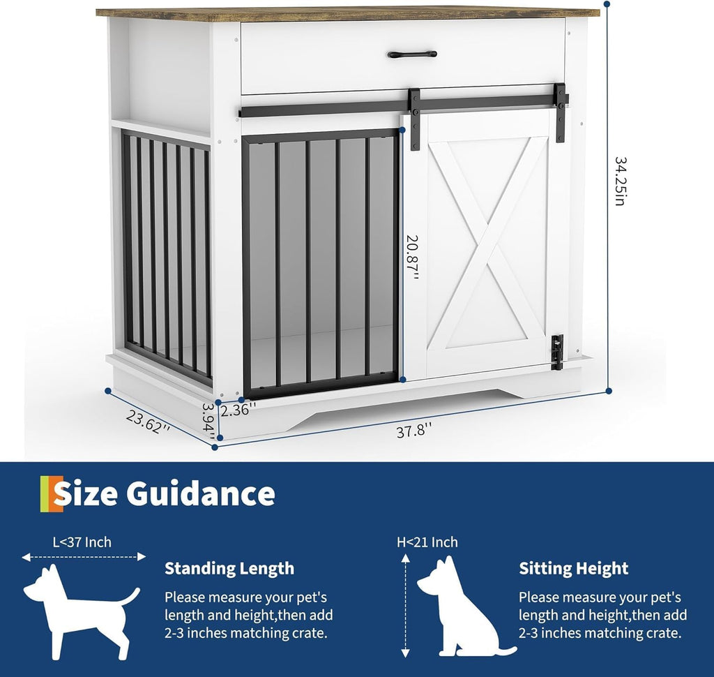 38" dog crate furniture, wooden dog furniture with shown in use