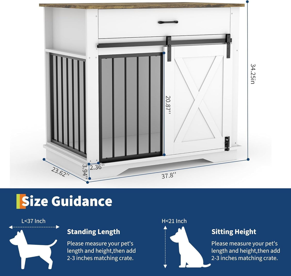38" dog crate furniture, wooden dog furniture with shown in use