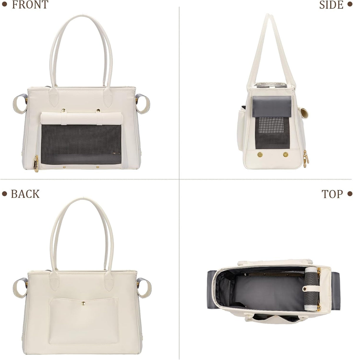fashion pet carrier purse for small cat and, close-up detail