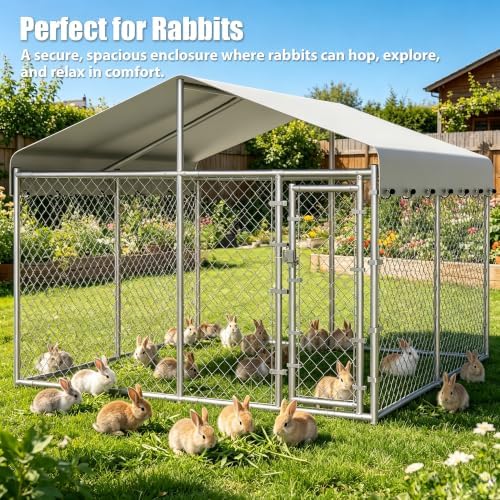 10'x10'x6.56' large outdoor dog kennel with roof, heavy, close-up detail