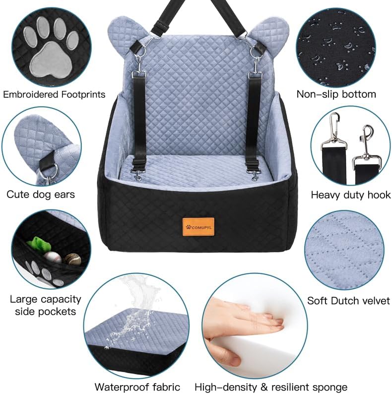 dog car seats for small/medium dogs up to showing dimensions
