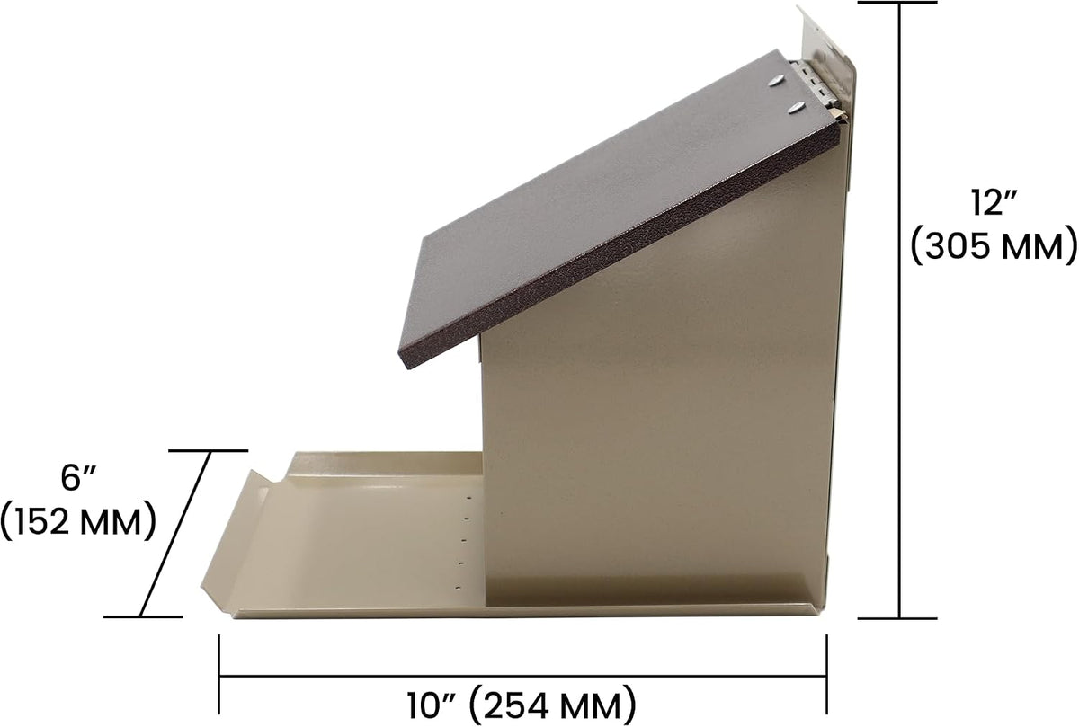 squirrel lunch box hopper bird feeder, side view