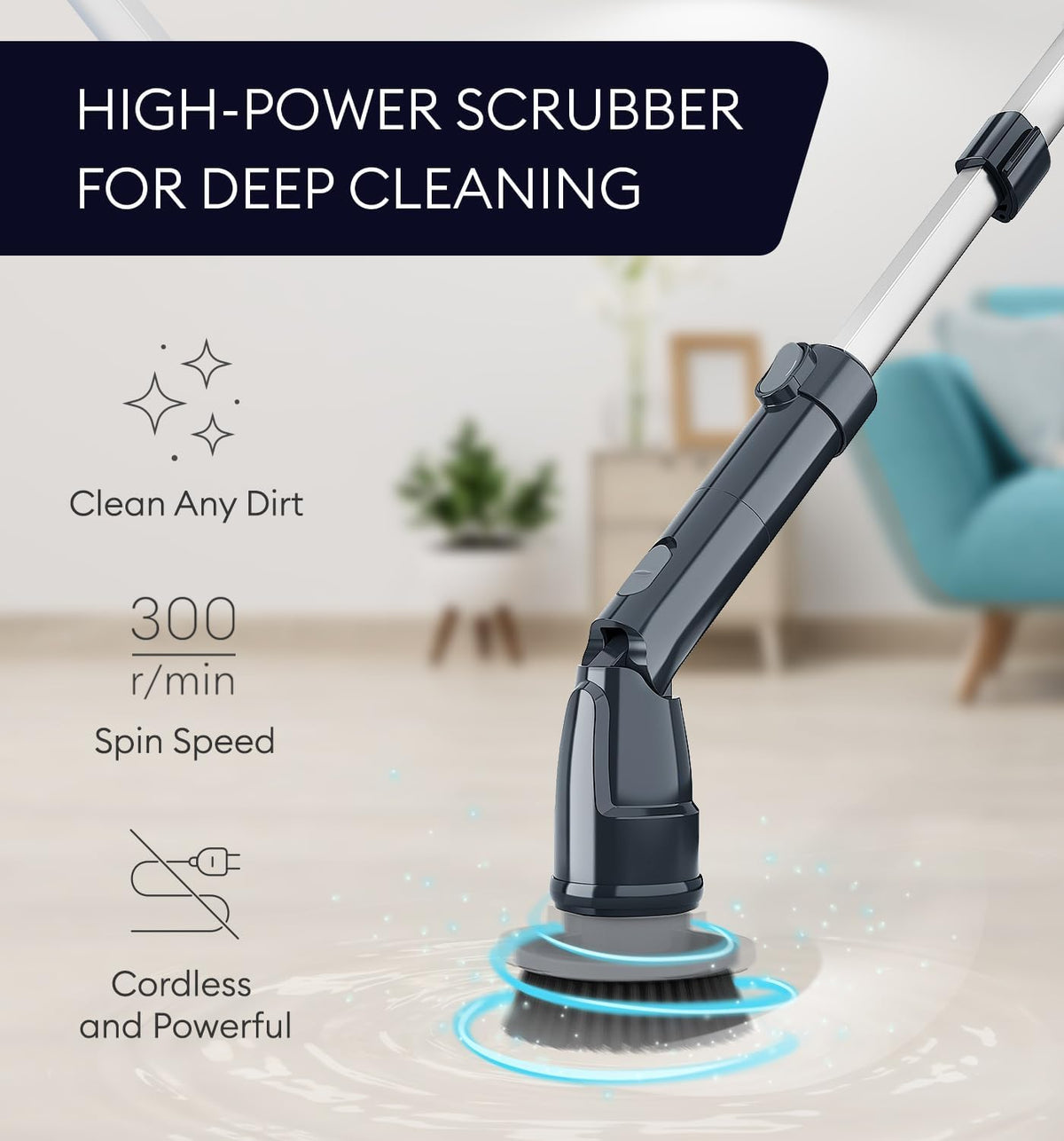 geniani electric spin scrubber - 360 cordless powerful shown in use