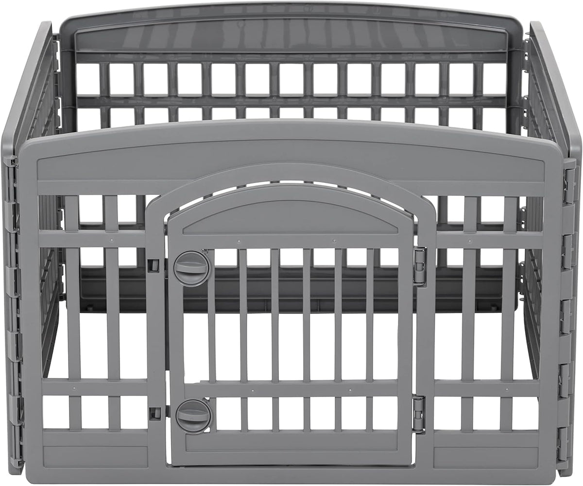 iris usa 4-panel dog playpen, pet enclosure, dark shown in use