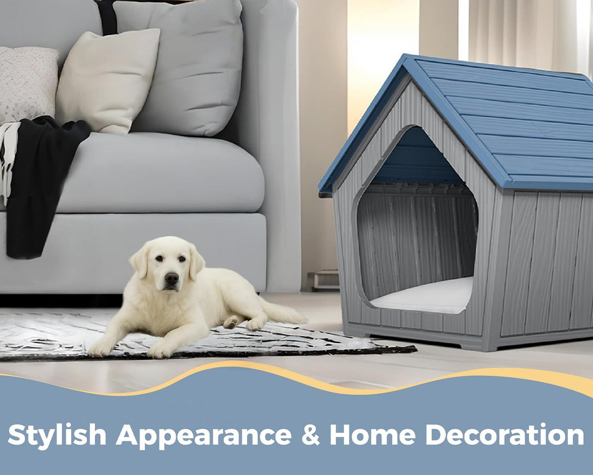 drato small dog house indoor/outdoor, blue, close-up detail