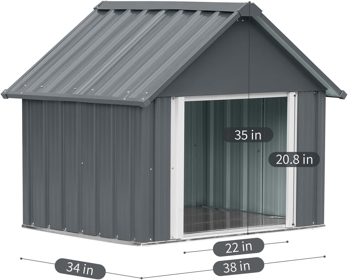 38 x 35 inch metal dog house, indoor shown in use