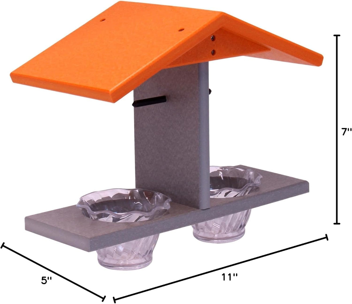 amishtoybox oriole bird feeder, double-cup jelly oriole feeder showing dimensions