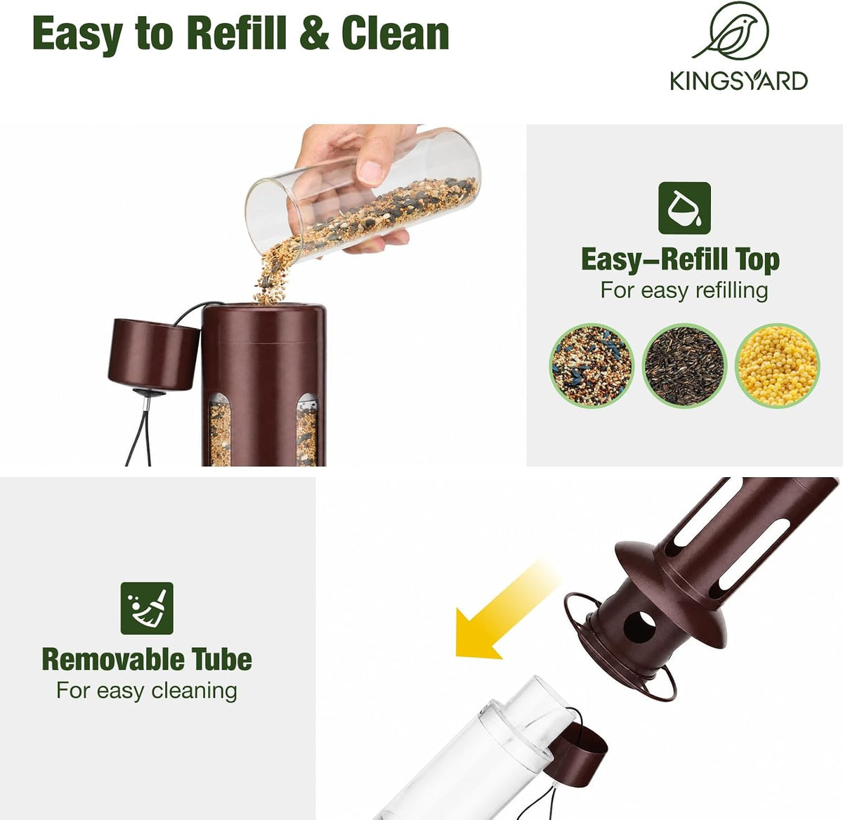 kingsyard squirrel proof hanging bird feeder for outdoors showing dimensions