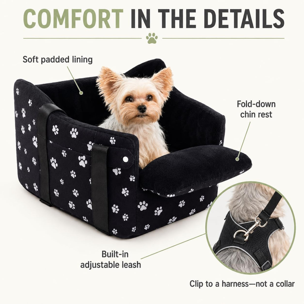 center console dog car seat safe travel for showing dimensions