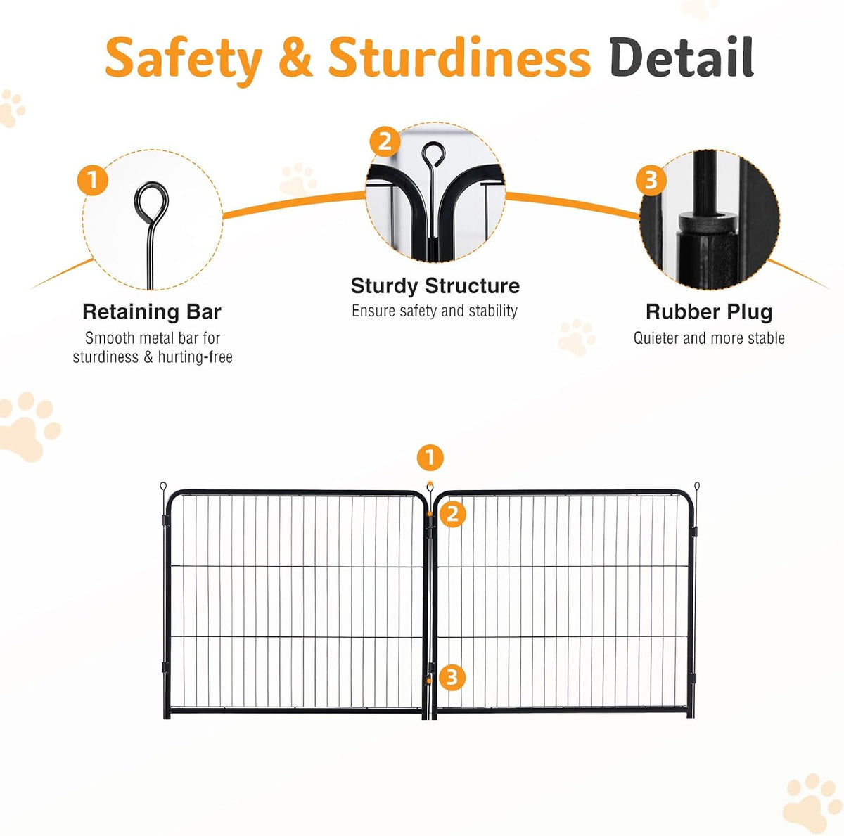 newbulig dog playpen indoor 40 inch 2 panels showing dimensions
