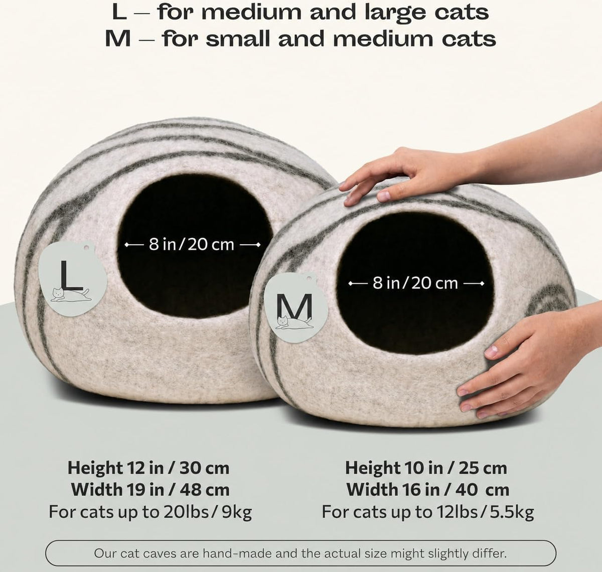 meowfia cat cave - merino wool bed for shown in use