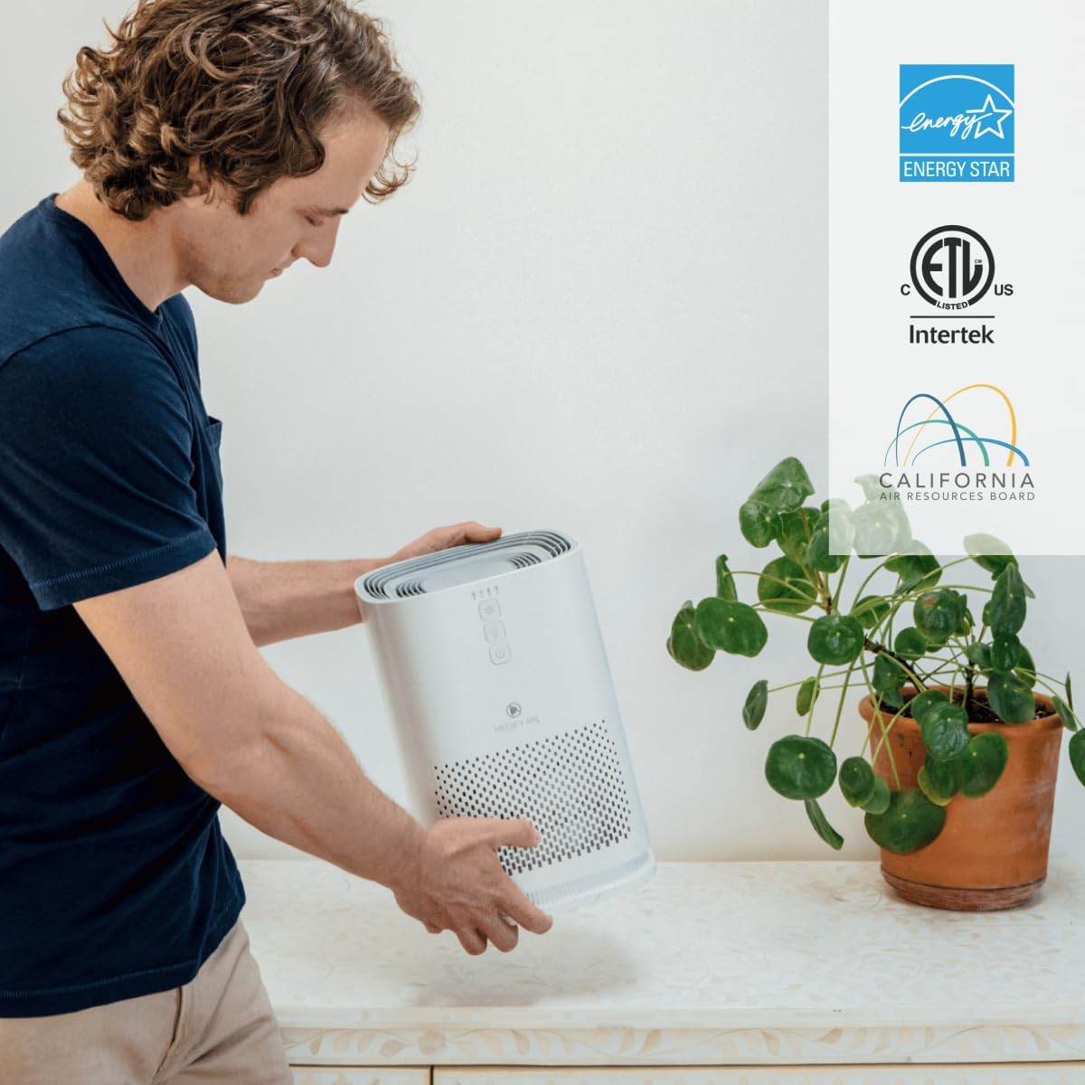 medify ma-14 air purifier with hepa filter |, side view