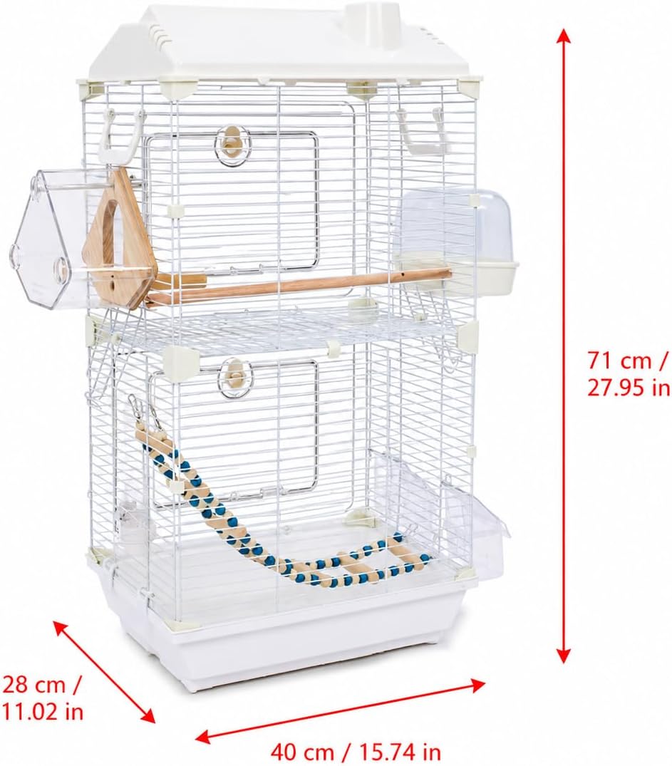 28 inch bird cage with stand for parakeets shown in use