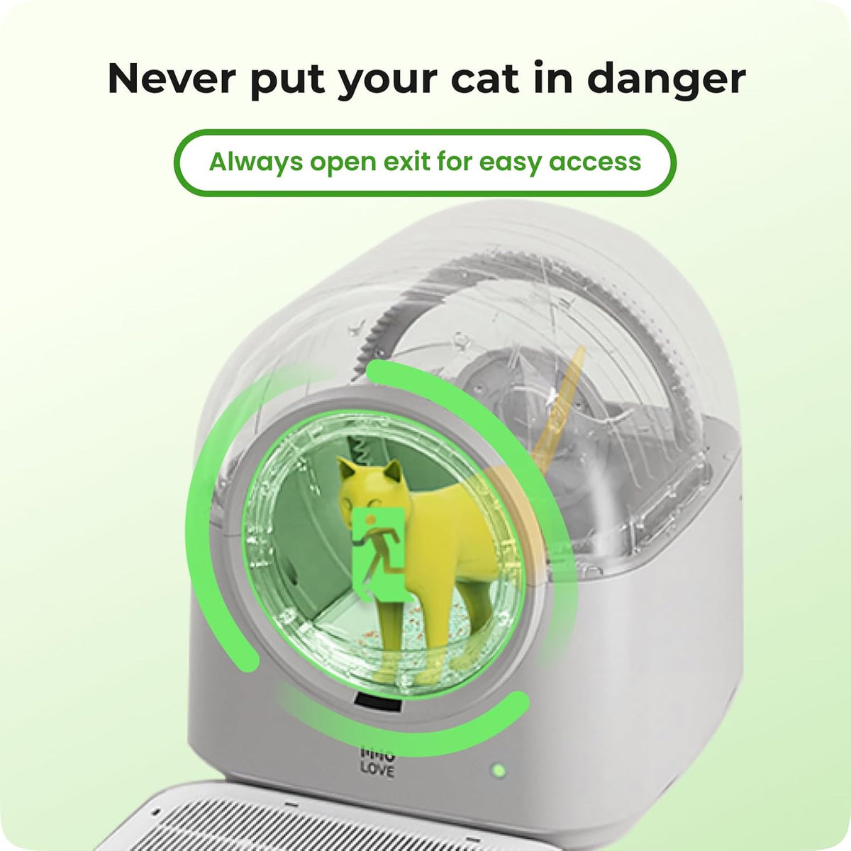 hholove self cleaning litter box automatic with safety, close-up detail