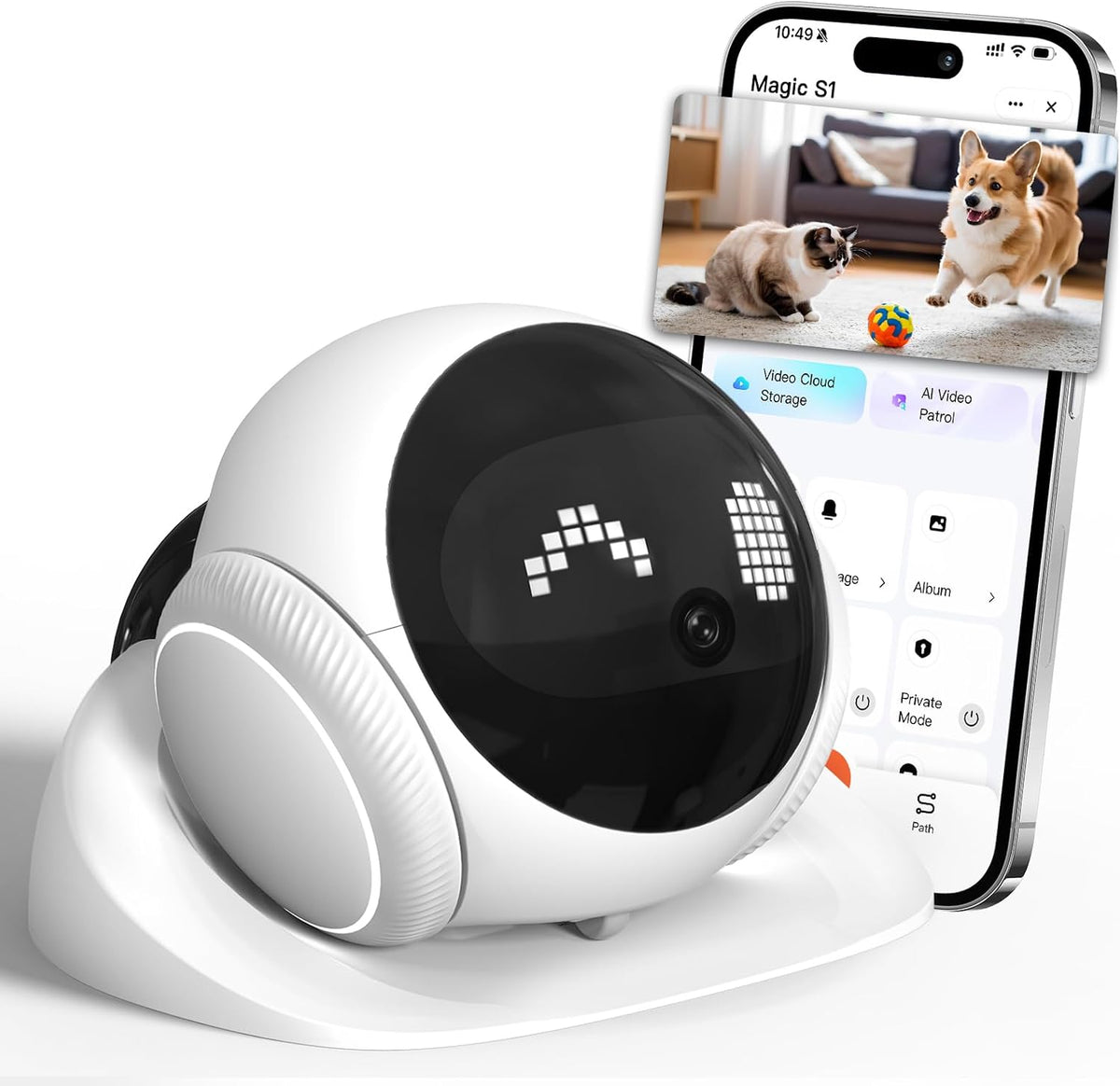 1080p moving pet robot camera, smart home security, main product view