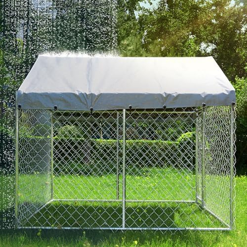 10'x10'x6.56' large outdoor dog kennel with roof, heavy showing dimensions
