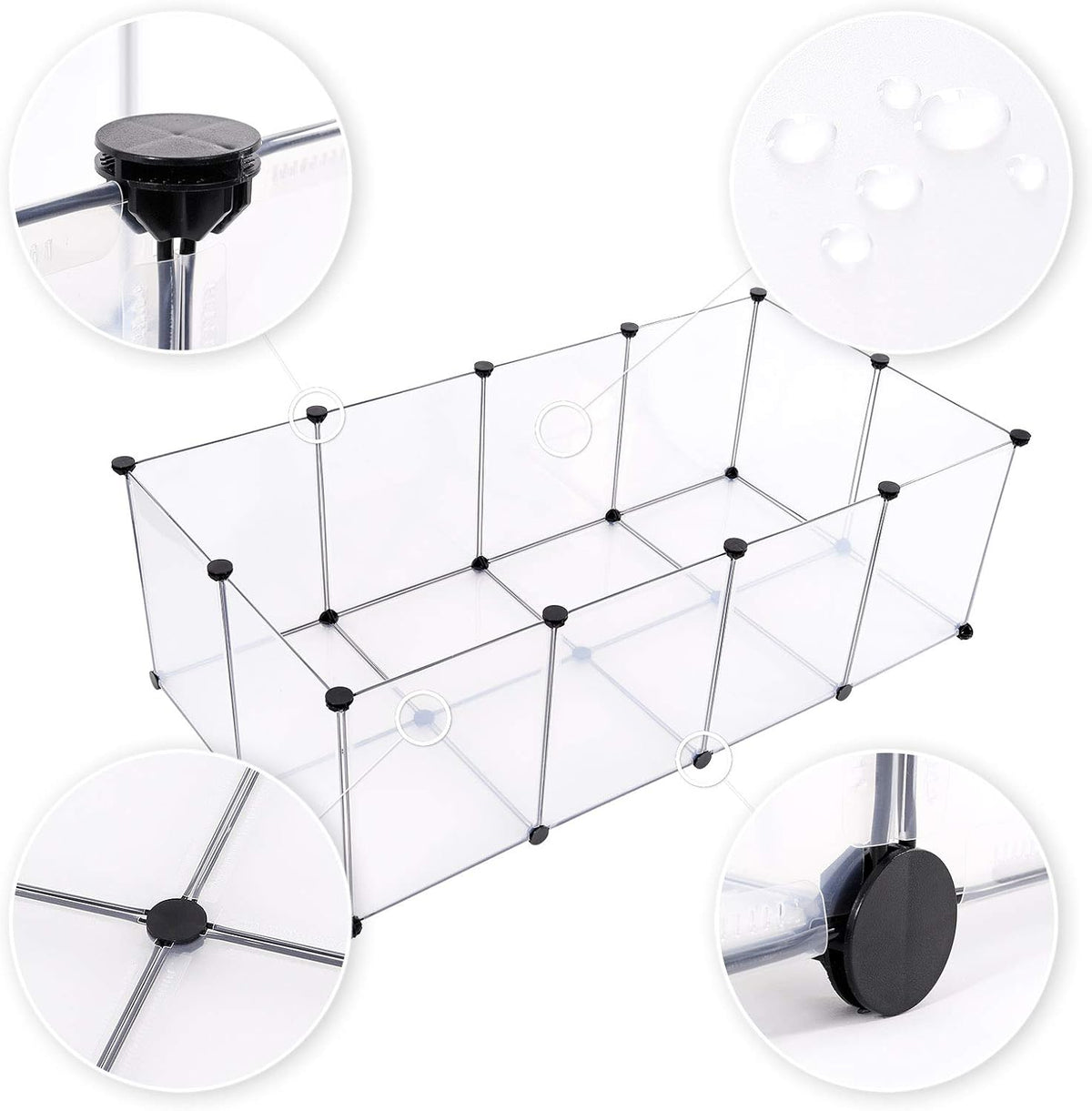 lionto outdoor enclosure for rabbits made of easy-care showing dimensions