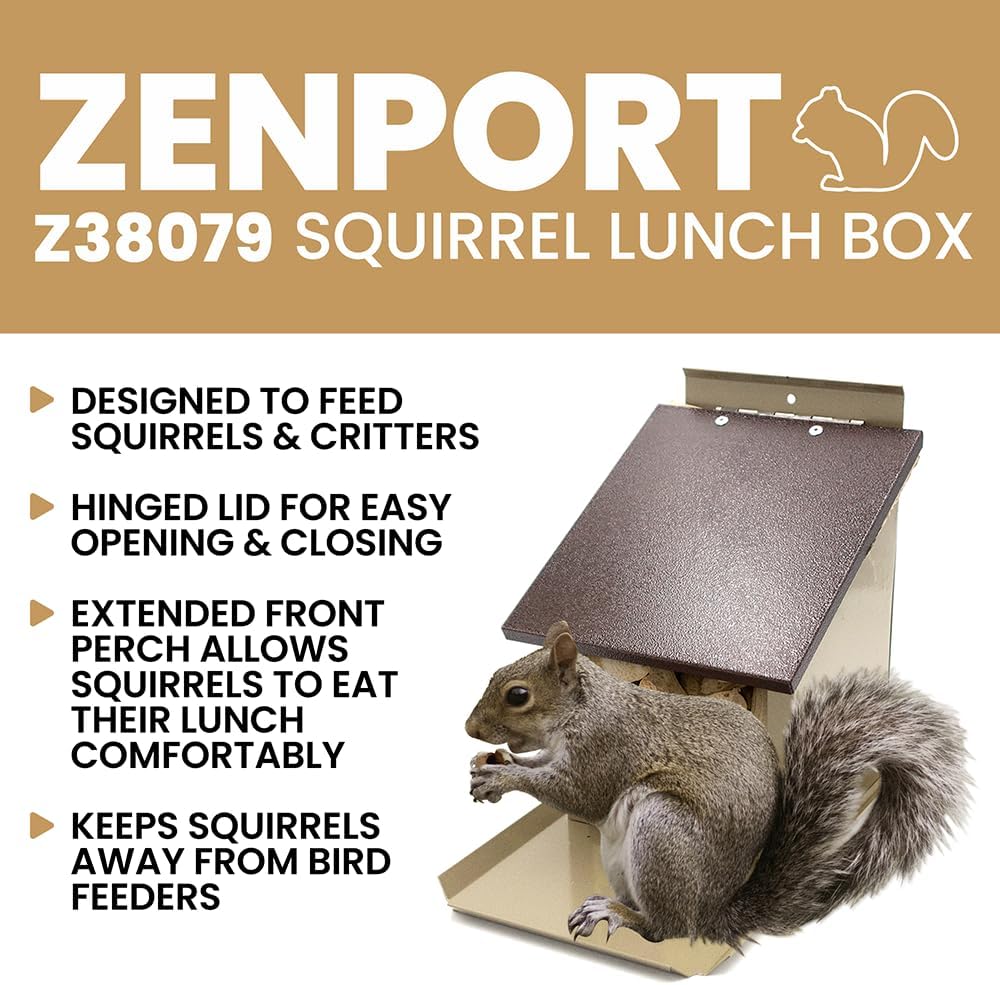 zenport z38079 squirrel lunch box hopper squirrel feeder shown in use