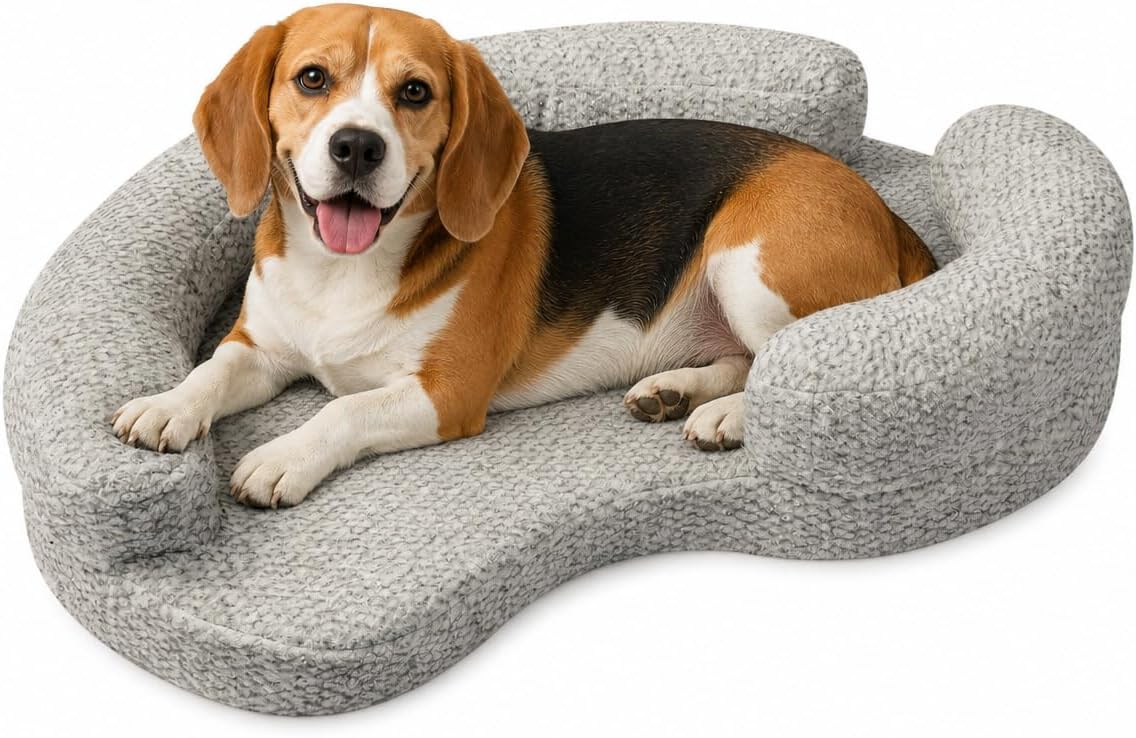 calming orthopedic memory foam dog bed, medium, beige, main product view