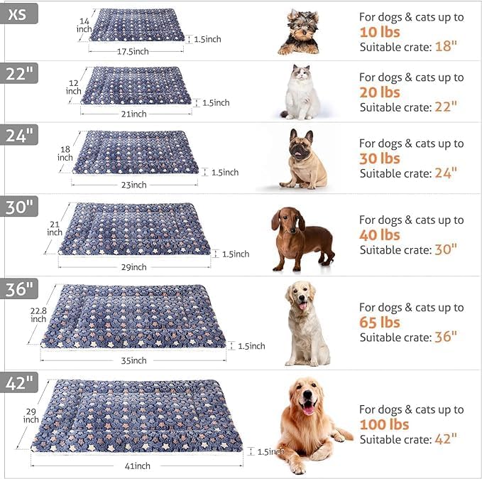 mora pets dog crate pad bed ultra soft showing dimensions