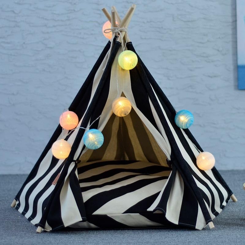 cat teepee tent bed,outdoor indoor dog house,portable washable shown in use