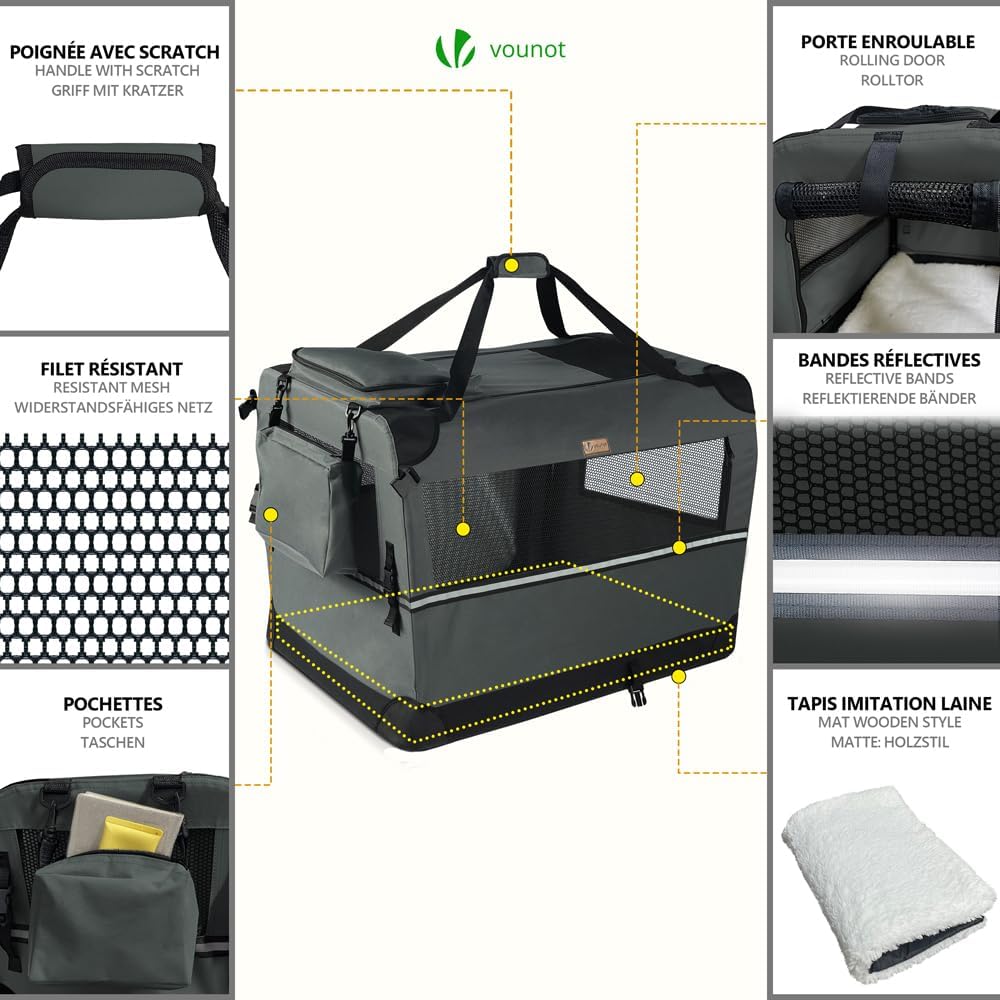 vounot pet carrier bag portable foldable dog cat, side view