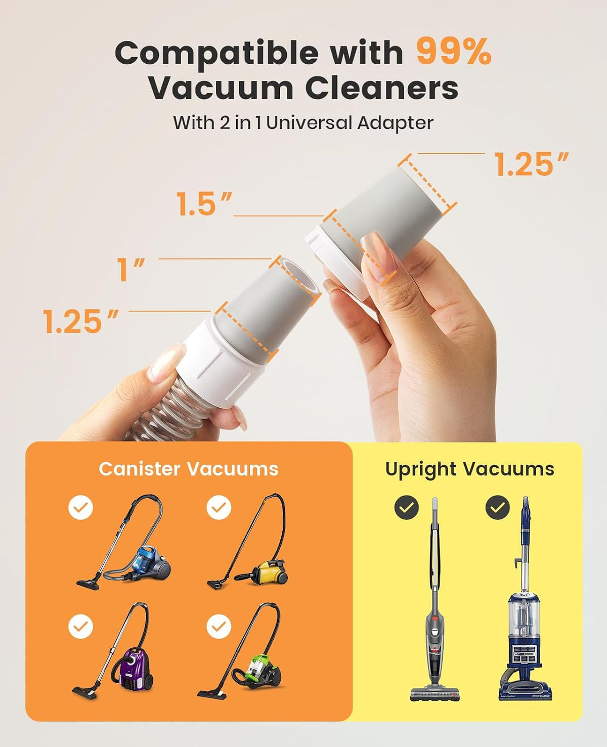 oneisall dog brush vacuum attachment with 1-1.5'' universal shown in use