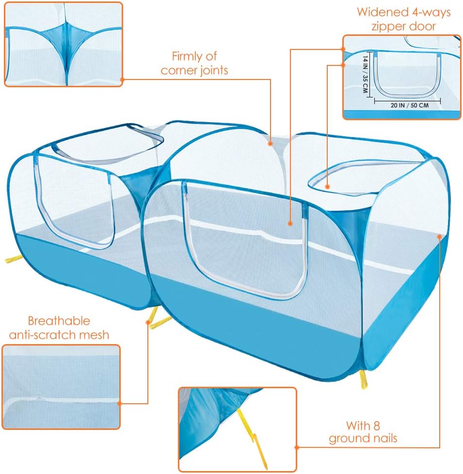 autowt small animals playpen, 2 in 1 portable, side view