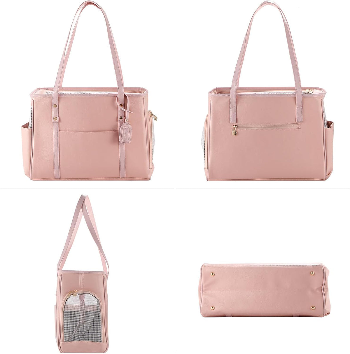 fashion dog carrier purse, premium leather cat carrier, close-up detail