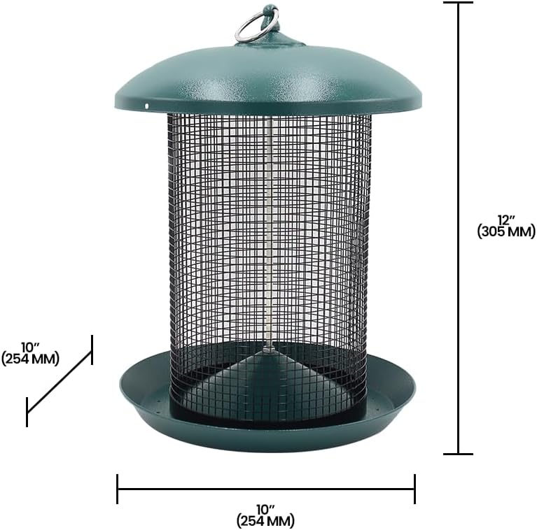 zenport z203010 hanging bird seed screen feeder, green shown in use